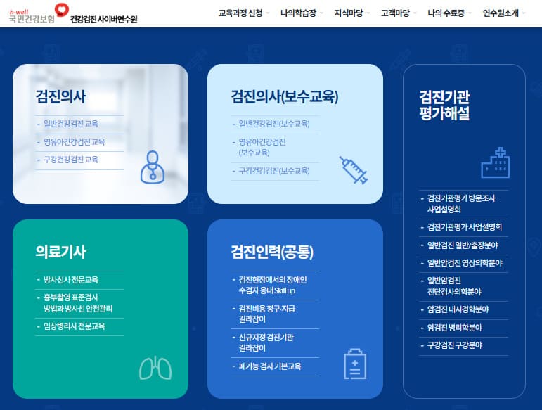 국민건강보험공단 사이버연수원 바로가기 (https://lifenhis.kacnet.co.kr/)